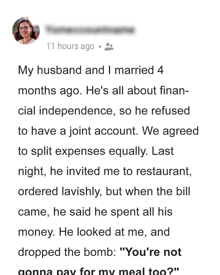My Husband’s Expectation at a Restaurant Left Me Speechless!